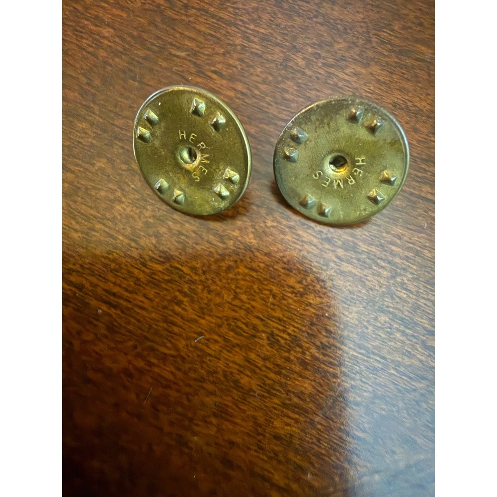 Hermes Authentic Brass Pin Backs Replacement Clutch Set of 2 Stamped‎ Hardware